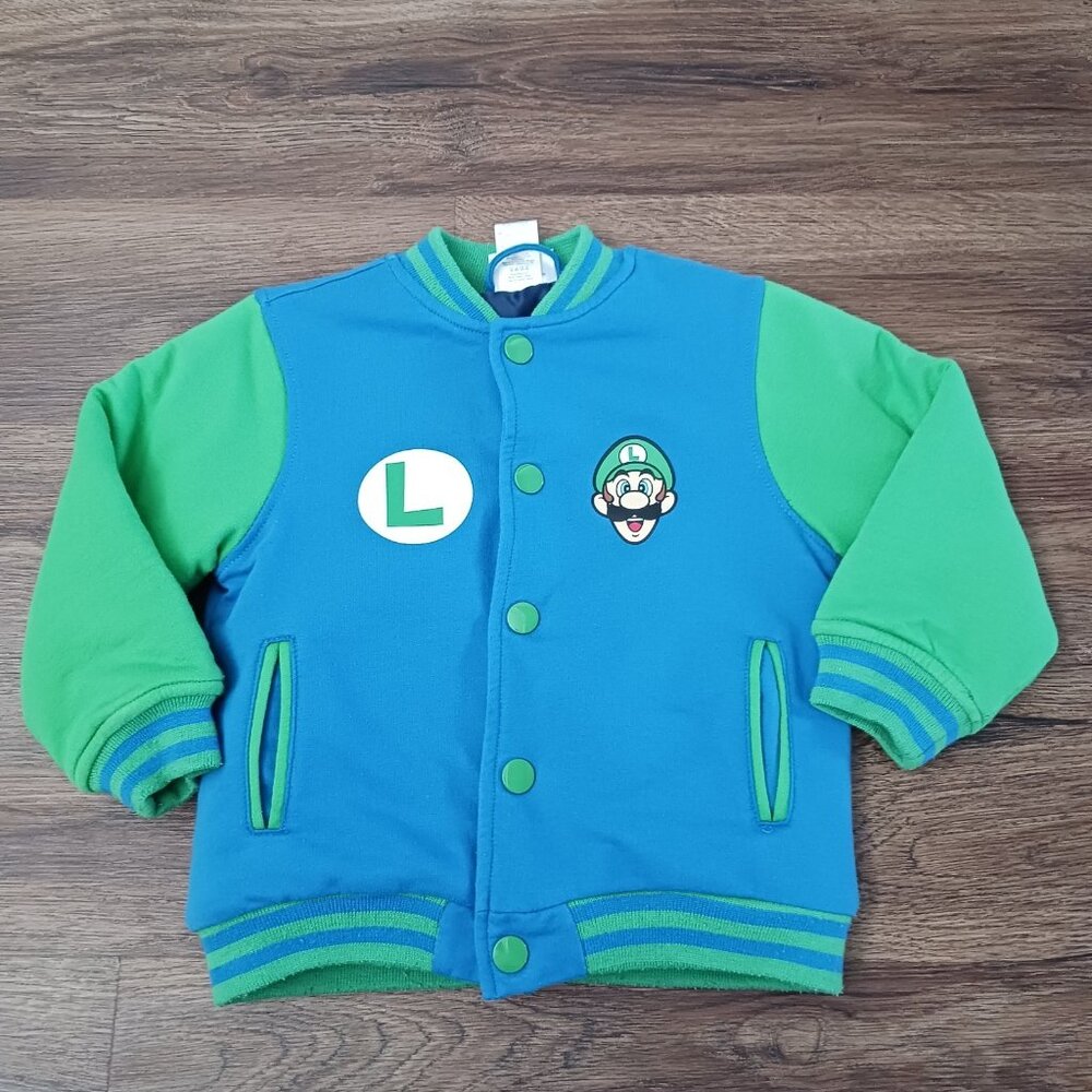 Boys‎ Luigi Bomber Jacket Nintendo Super Mario Brothers Green Size 4 Varsity